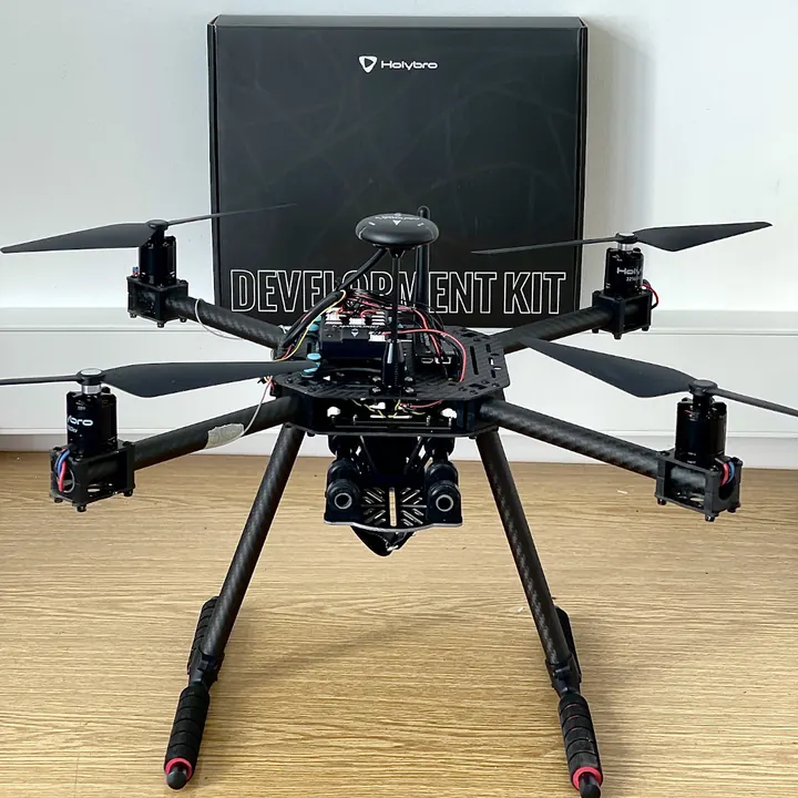 Quadcopter drone development kit used in a monitored fleet