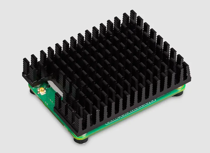 Edge compute module with a large heatsink used to pre-process robot video