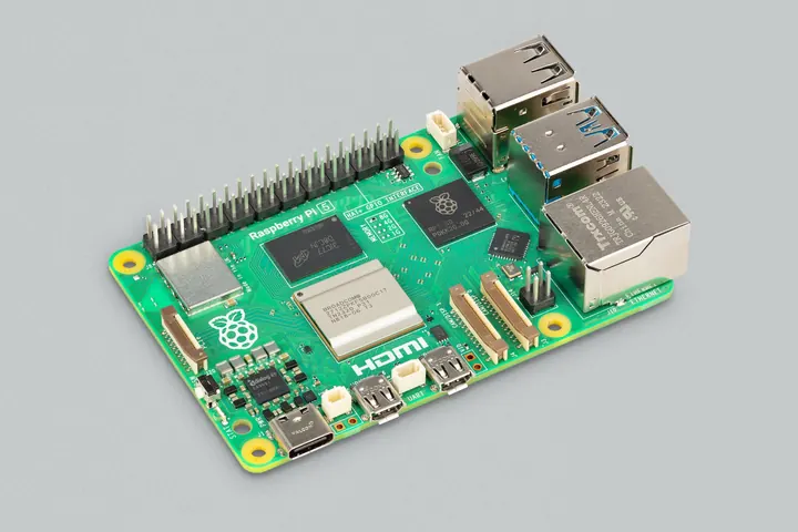 Close-up of a single-board computer used as an onboard logging computer on a mobile robot